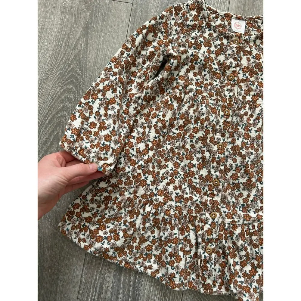 Girl’s Floral Button Down Long Sleeve Dress Size 4 Years